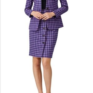 NWT J.crew Mott plaid purple button front pencil skirt Size 14